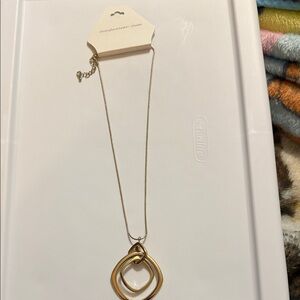 Christopher & Banks Gold Double Hoop Necklace